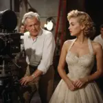 Fotorealistyczna scena z planu filmu biograficznego o legendarnym reżyserze i ikonie klasycznego Hollywood