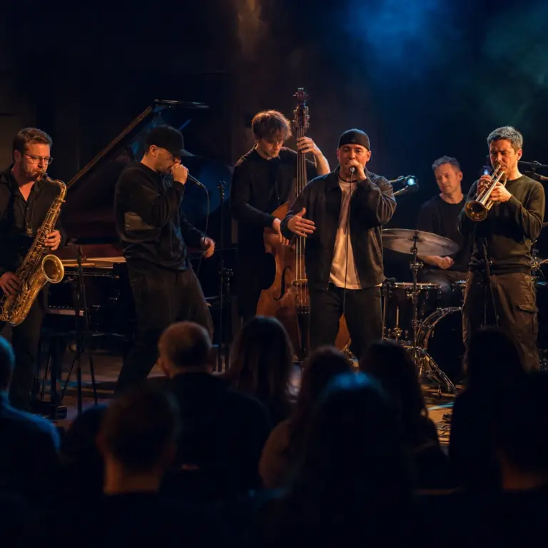 Koncert łączący polski jazz i rap na scenie w Krakowie