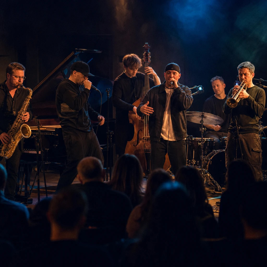 Koncert łączący polski jazz i rap na scenie w Krakowie