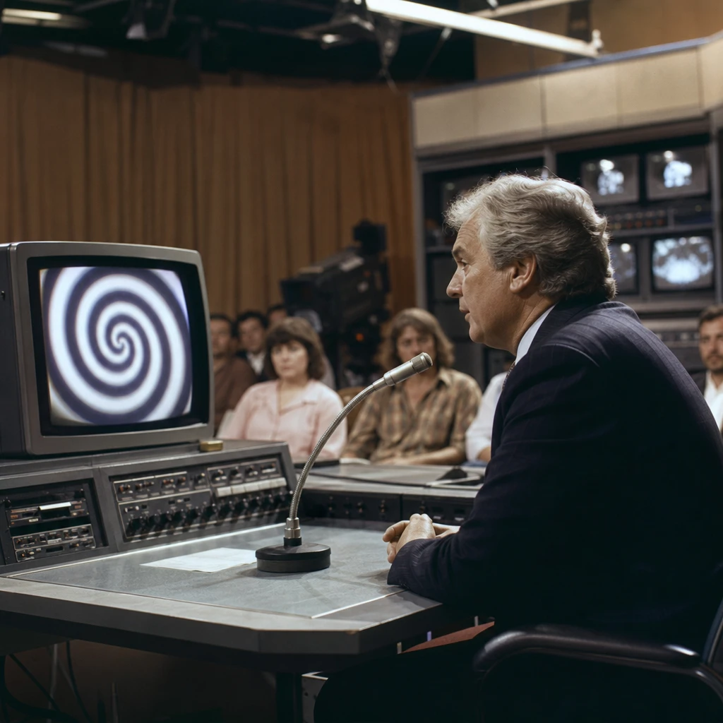 Telewizyjny seans hipnotyczny w estetyce przełomu lat 80. i 90.