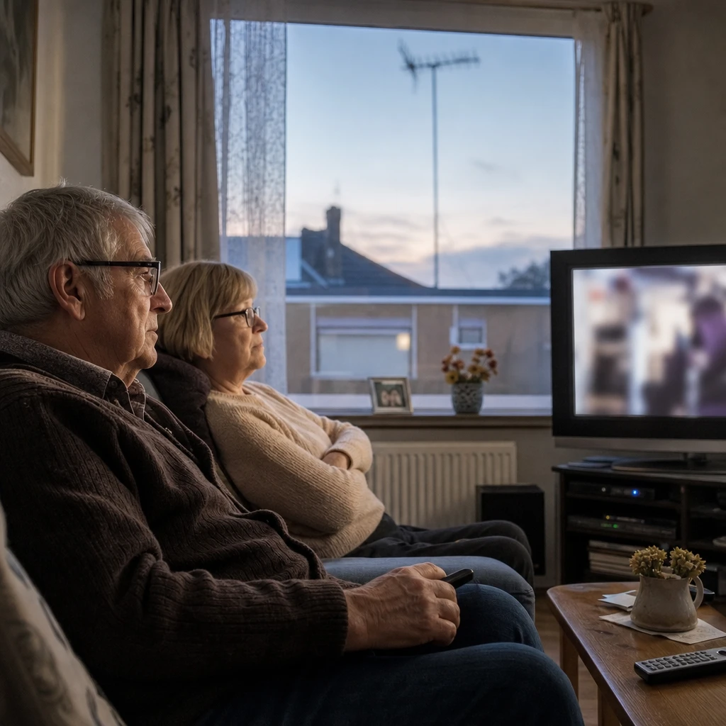 Brytyjskie gospodarstwo domowe korzystające z naziemnej telewizji Freeview w obliczu możliwego wyłączenia platformy