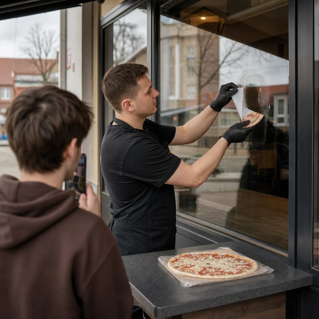 Restauracja we Wrześni usuwa naklejkę z witryny po internetowym sporze wokół marki mrożonej pizzy