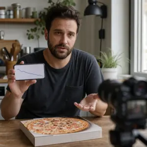 Anonimowy twórca kulinarny komentujący powrót do publikowania po medialnym skandalu związanym z mrożoną pizzą i utratą obserwujących