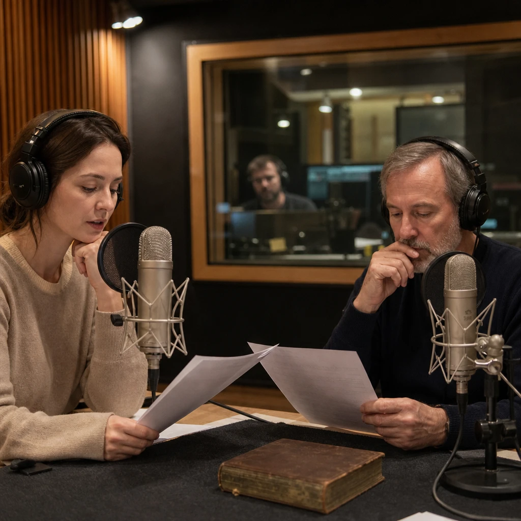 Nagranie wieloosobowej, wysokobudżetowej wersji audio powieści „Lalka” w profesjonalnym studiu