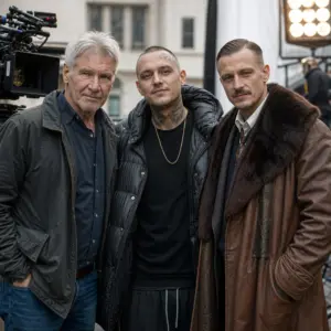 Amerykański aktor w średnim wieku na planie polskiego filmu kryminalnego z udziałem lokalnych artystów hip-hopowych