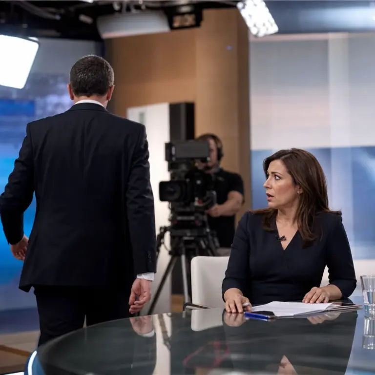 Napięta sytuacja w studiu telewizyjnym po sporze między gościem a prowadzącą programu politycznego