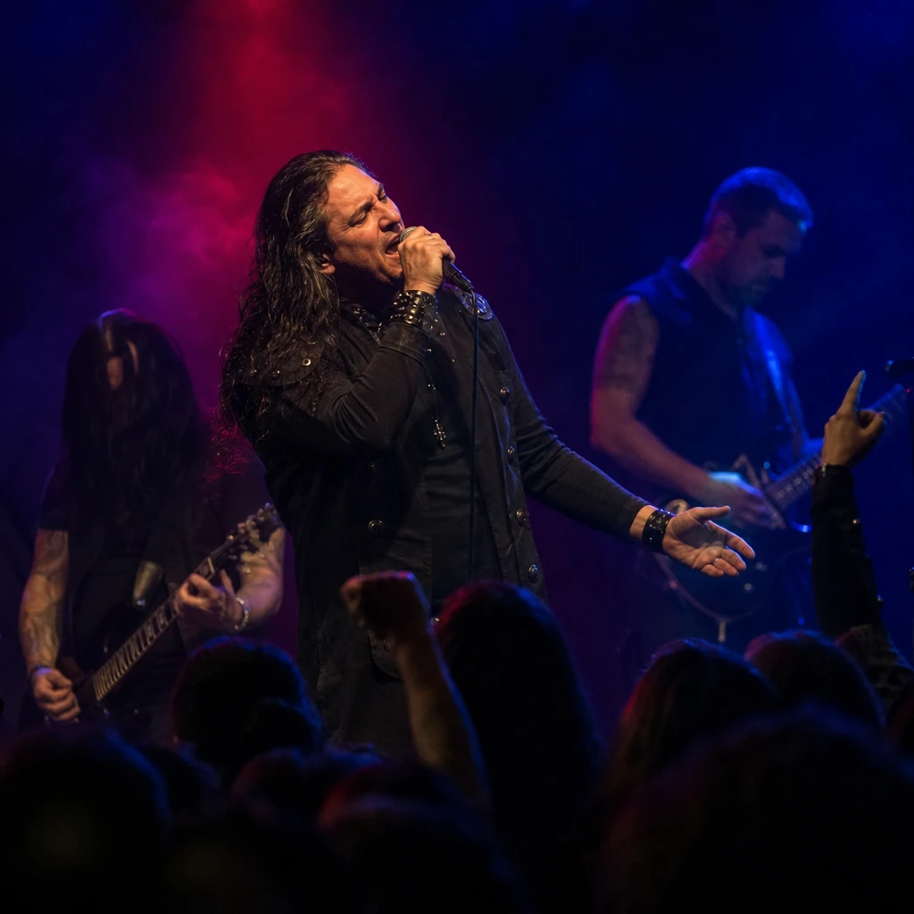 Atmosferyczne zdjęcie koncertu metalowego zapowiadające europejską trasę zespołu Moonspell w Polsce z udziałem gości Iotunn i TodoMal
