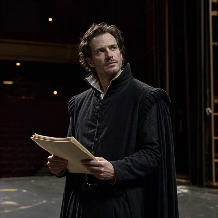 Anonimowy aktor jako Hamlet na teatralnym planie filmowym, w kontekście premiery i oscarowych aspiracji