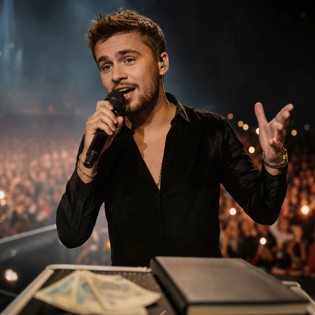 Anonimowy polski wokalista pop podczas koncertu, kontekst wysokiego wynagrodzenia za występ